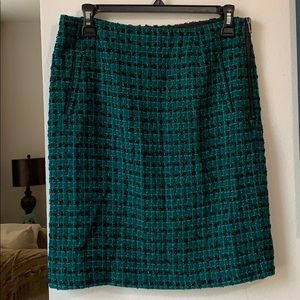 Turq. And black tweed pencil skirt! Halogen